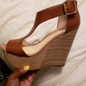 Brown wedge sandals
